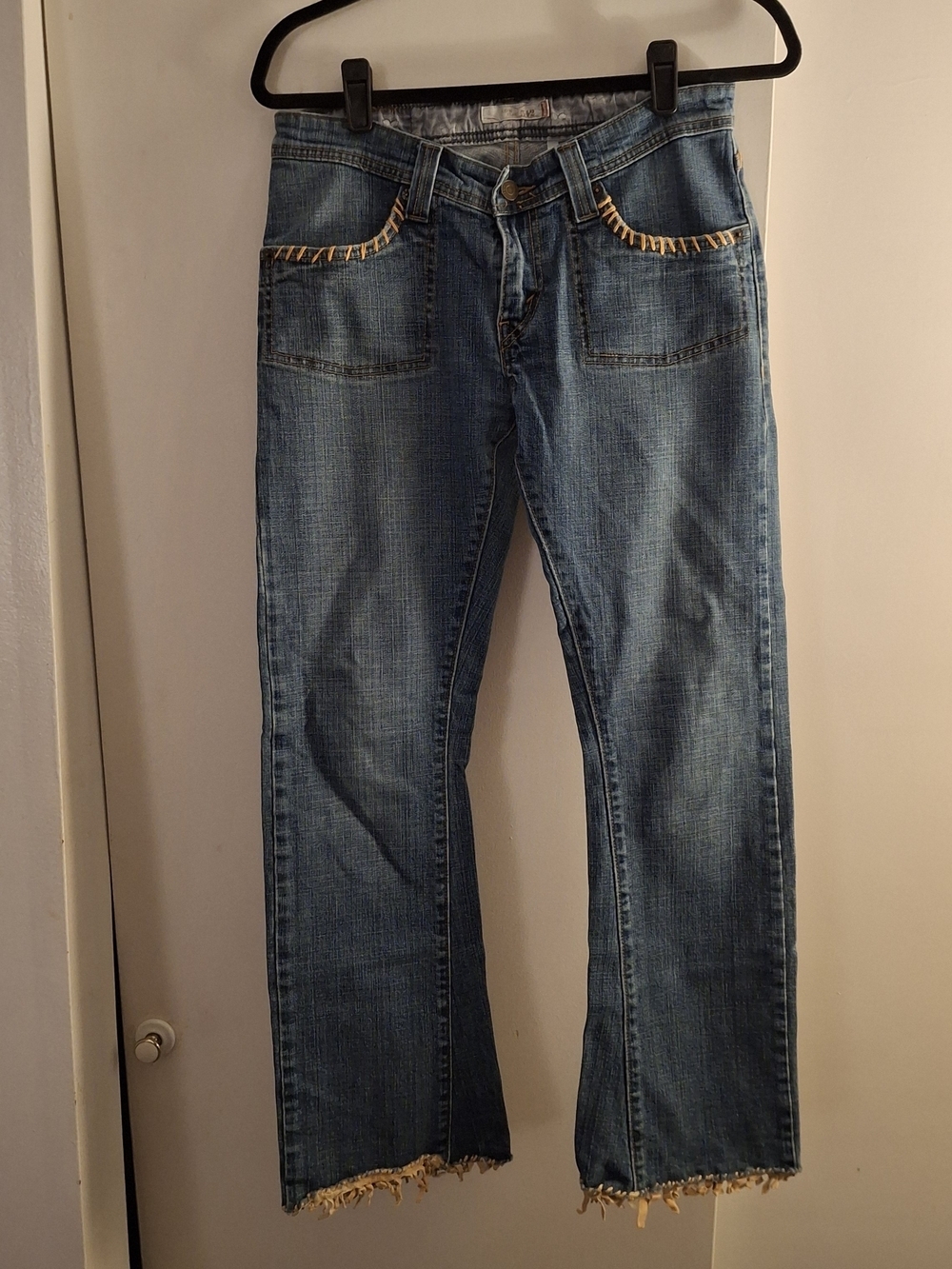 Levi's Women's Blue Low Flare Jeans with Frayed Trim